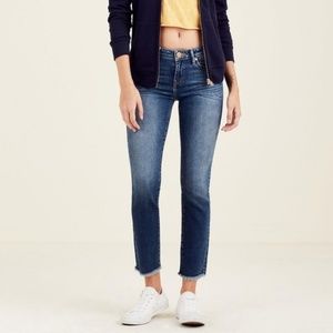 True Religion Sara Cigarette Fray Jeans 28